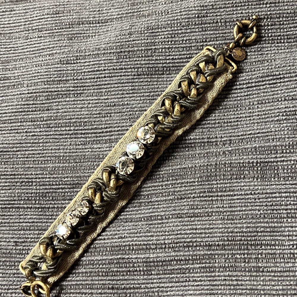 J.crew bracelet-mixed materials chain, crystal, and fabric